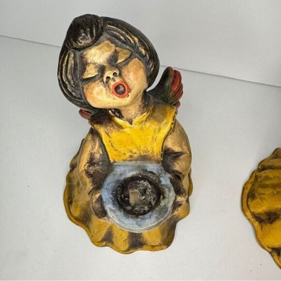 Vintage Italian Angel Figurines by Thun Bozen Hand-Painted Candle Holders MCM - Picture 12 of 12